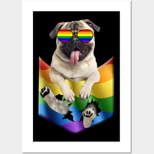 Pug In Pocket LGBT Pride Flag For Dog Lovers Posters and Art